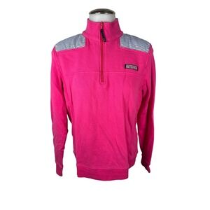 Women's Vineyard Vines Pullover Pink Quarter Zip Striped Shoulder Size Small